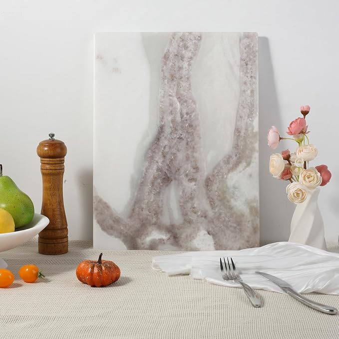 Koville Marble Cutting Board for Kitchen, 16x12 Inches Large Marble Slab Cheese Board, Rectangular Serving Board for Baking Charcuterie Pastry, Natural Stone Board for Countertop (Namib Picasso)
