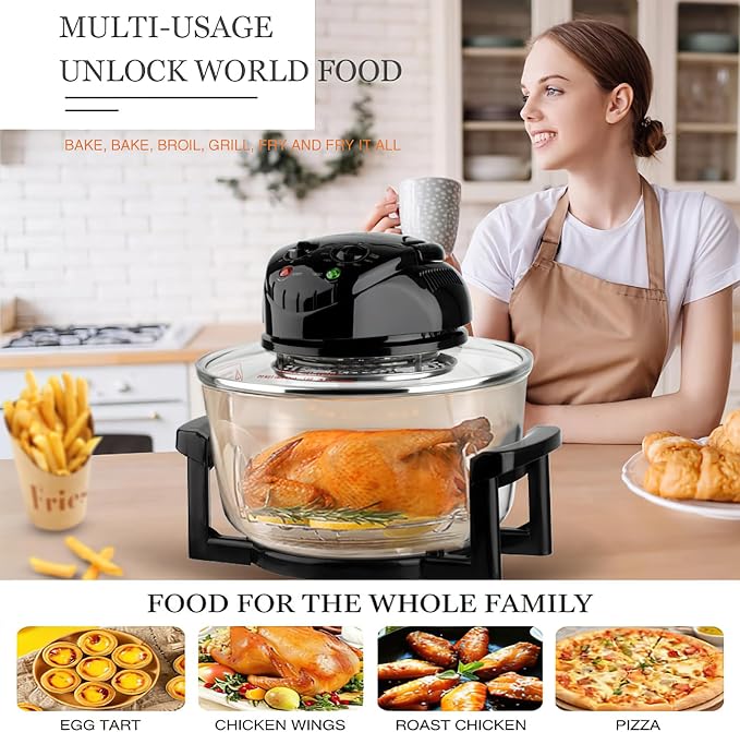 20L 3-in-1 Turbine light wave oven，glass air fryer, 360 ° circulating heating, high-precision glass body, healthy kitchen baking, toaster, broiler, toaster, steamer, and grill (3)