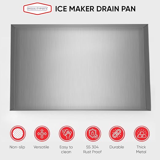 24" x 15" x 1.5" Stainless Steel Ice Maker Pan Catcher - Water Damage Prevention - No Leak Welded Water Tight (Stainless Steel)