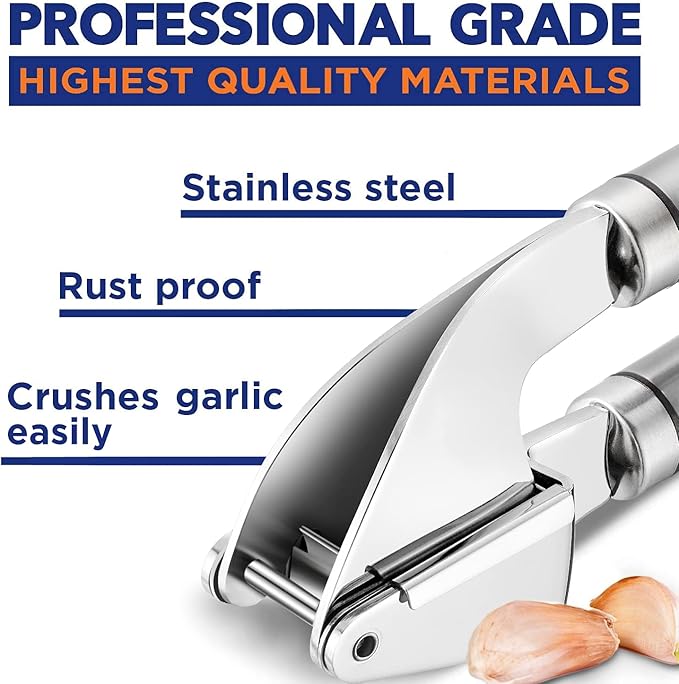 Premium Garlic Press & Lemon Zester Black Duo