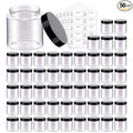 50 Pack 4 OZ Plastic Jars Round Clear Cosmetic Container with Black Lids, Eternal Moment Slime Jars for Lotion, Cream, Ointments, Makeup, Eye shadow, Rhinestone, Samples, Pot, Travel Storage