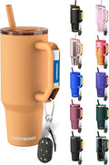 Thicc Buddy - 40 oz Stainless Steel Vacuum Insulated Tumbler with Lid and Straw for Water - Travel Mug Cupholder Friendly - Gifts for Women Men Him Her (Peachy Palm)