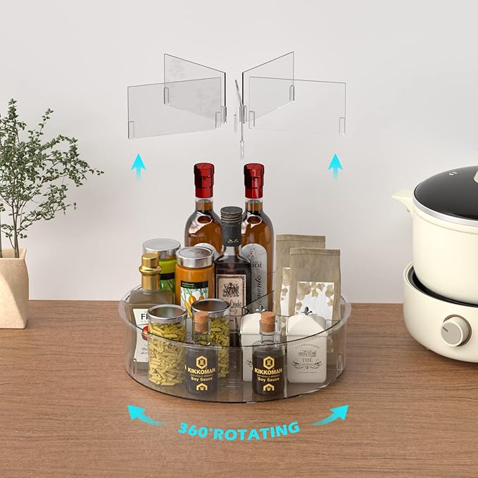 SANNO Vegetable Refrigerator Organizer Food Bins with lids Large Stackable Fridge Clear Organizers Organizer Turntable Storage Container Rotating Organizer Spinning Organizer Bins