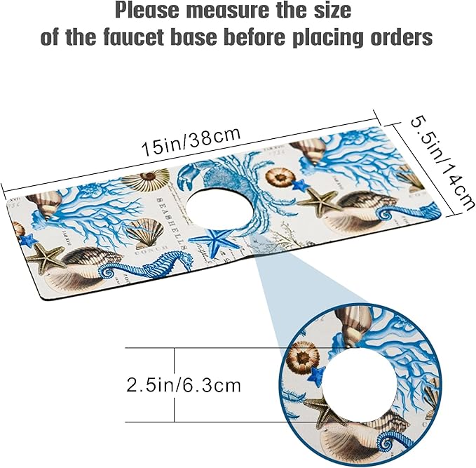 Sink Faucet Absorbing Mat, 2 Pack Drying Mat Around Faucet Sink Splash Guard Behind Faucet Sinkmat For Kitchen Bathroom Island Rv 15 * 5.5 Inch (38 * 14 cm)