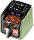 Gourmia Air Fryer 7 QT - Easy View Panorama Window & Interior Light, Guided Cooking with 12 One-Touch Presets, FryForce 360, Dishwasher Safe Accessories, Green