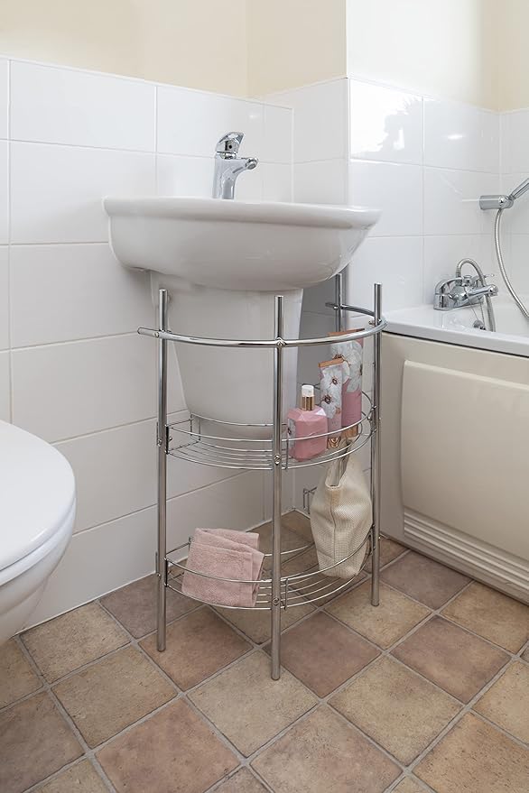 Croydex AJ401341 Chrome Plated Under Basin Storage Unit