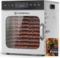 HOPERAN 10 Tray Food Dehydrator Machine for Jerky, Fruit, Herb & Dog Treats | Stainless Steel, Max.196℉ Digital Temperature & Timer Control, 400W, Quiet <48dB, Including 2 Mesh Screens, 1 Fruit Roll Tray