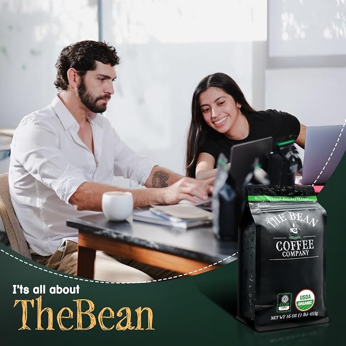 The Bean Organic Coffee Company Il Chicco (Traditional Italian Roast), Dark Roast, Ground Coffee, 16-Ounce Bags (Pack of 2),Café molido tostado organico