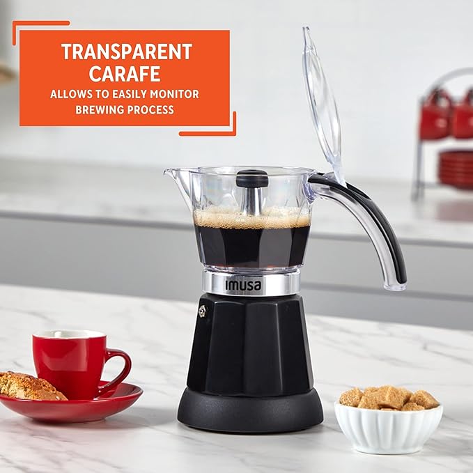Imusa 6 or 3 Cup Electric Espresso Maker Black Coffee Machine for Cuban Coffee, Moka and Espresso Drinks (Pack of 2)