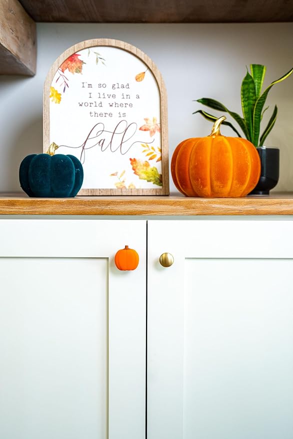 Knobēz: Decorative Knob Covers - Pumpkin - 12pk - Stretch Over Hardware Decorations, Cozy Seasonal Autumn Colors, Kitchen-Bathroom-Dressers-Home