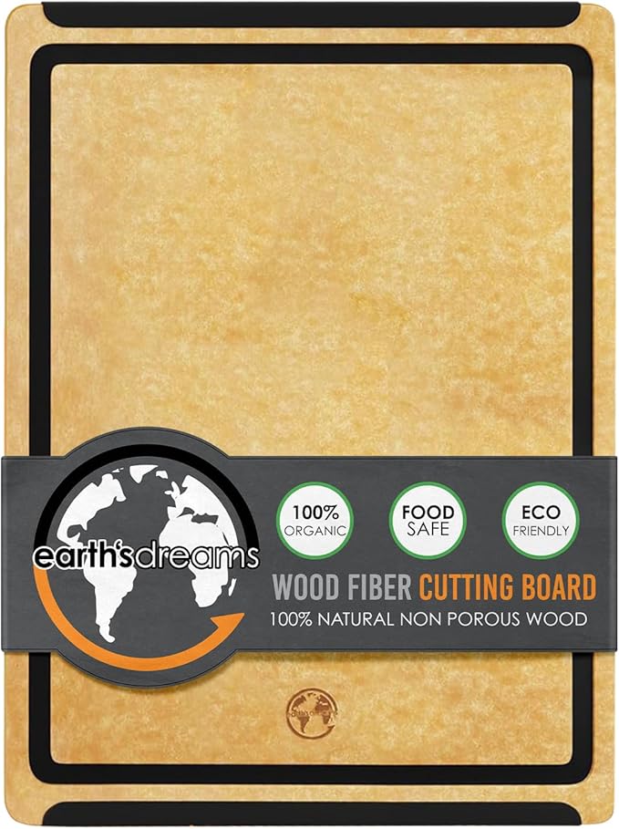 Earth’s Dreams Composite Wood Cutting Board 17” x 12” – Extra Large, Non-Toxic, Dishwasher Safe, Knife-Friendly, Heavy-Duty Kitchen & Charcuterie Board (Tan/Black)