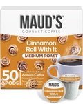 Maud's Cinnamon Roll Flavored Coffee Pods, 50 ct, Medium Roast Flavored Coffee in Single Serve Pods – 100% Arabica Beans, Compatible with Keurig K Cups Maker