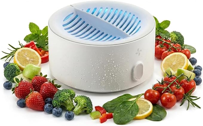 Puribreeze Vegetable Cleaner, Portable Fruit and Vegetable Washing Machine, Cordless Produce Washer, Oh-Ion Food Purifier for Deep Cleaning Surface Residues, For Surface Residues, IPX7 Waterproof