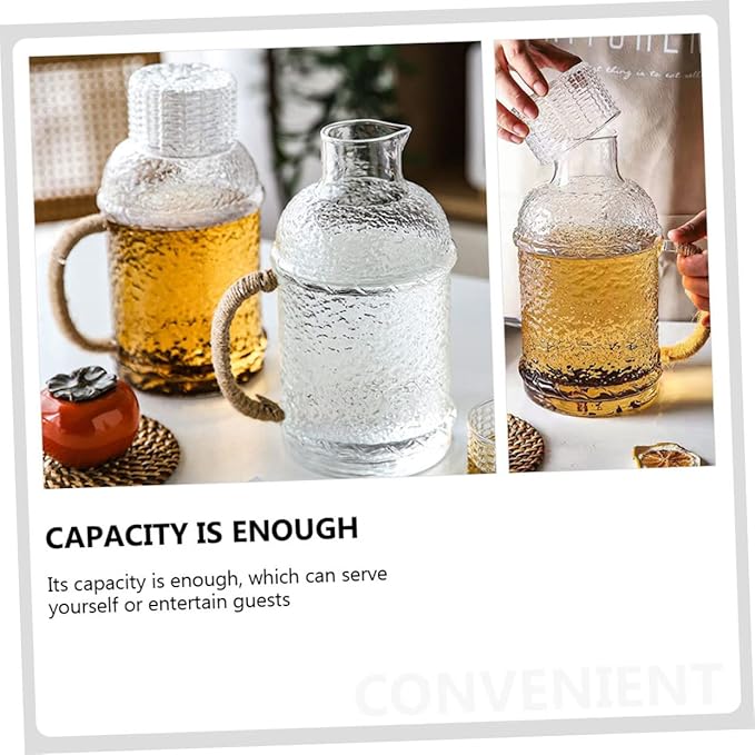 PRETYZOOM Large Capacity Glass Water Pitcher Set High-temperature Resistant Cold Water Kettle with Lid for Home Office Use Elegant Design for Parties and Gatherings