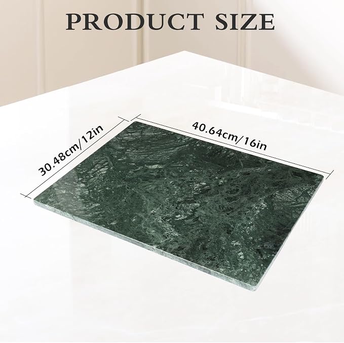 Marble Cutting Board for Kitchen 12×16In – Stone Cutting Board，Marble Pastry Board for Baking, Cheese，Charcuterie, Granite Cutting Board for Durable and Elegant Food Preparation (Green12×16In)