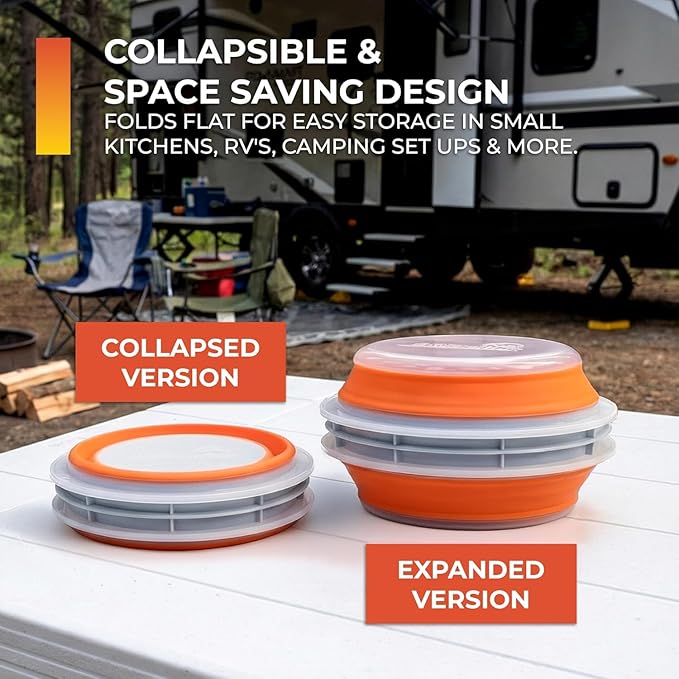 CanCooker Batter Bowl XL: Collapsible, Mess-Free, Dishwasher and Microwave Safe, Chemical-Free in Vibrant Orange - 2 Pack