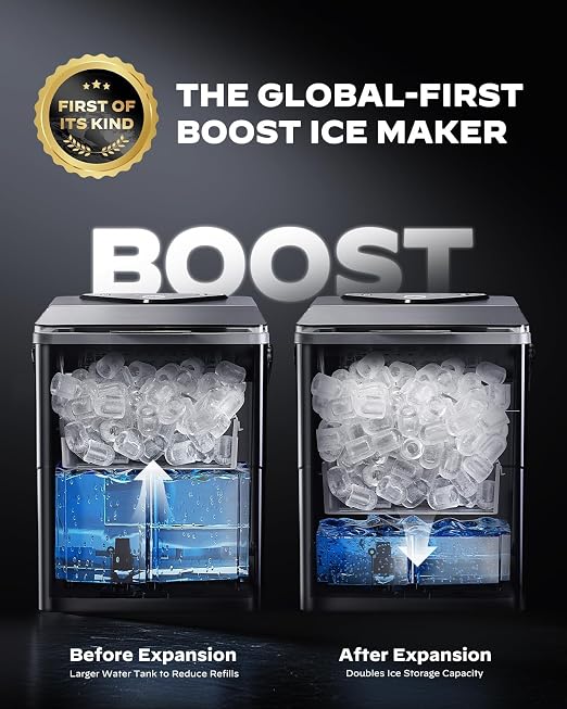 Silonn Countertop Ice Maker, Ice Makers Countertop with 2.5L Expandable Ice Basket & 1.8L Water Tank, 26Lbs/24H, 9 Bullet Ice in 6 Mins, Self-Cleaning, 2 Ice Sizes for Home Kitchen