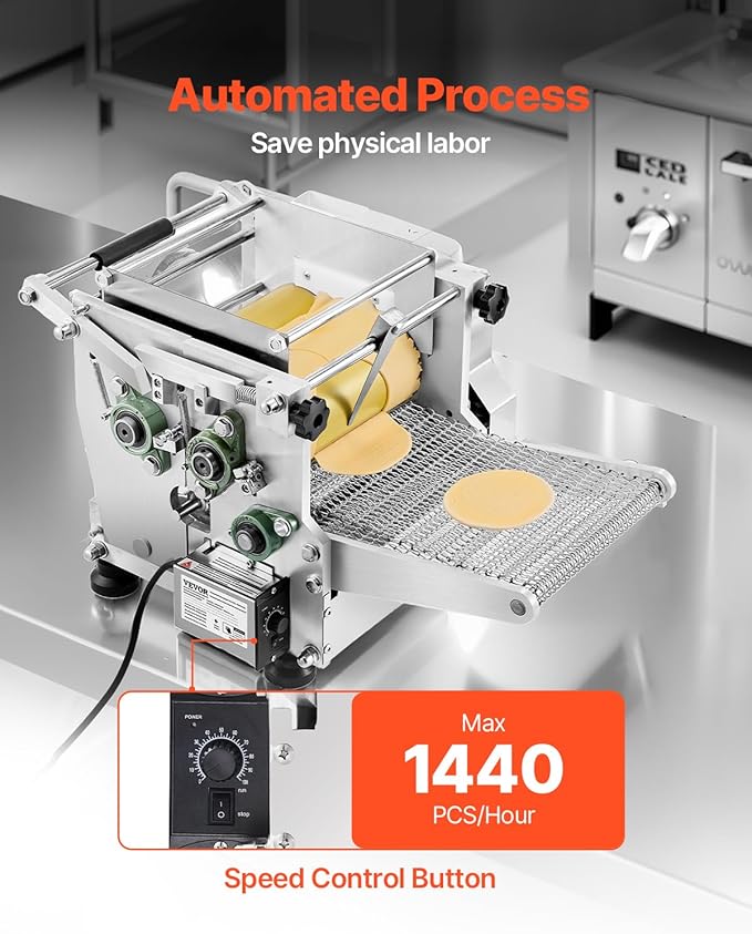 VEVOR Electric Tortilla Maker, 5.5 Inch Diameter Automatic Corn Tortilla Making Machine with Non-Stick Coating, Electric Chapatti Machine Suitable for Produce Sopes Gorditas Roti Pita Tortilla Pizza