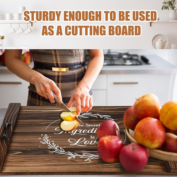Patelai Noodle Board Stove Wooden Cover Stove Top Cutting Board with Handles 27.5 X 21.6 Inches Sink Cover for Electric Gas Burners Kitchen Counter Space(Thankful Style)