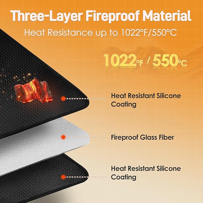 Air Fryer Mat for Air Fryer, 24 x 31in Heat Resistant Mat for Countertop, Fireproof Silicone Countertop Protector Appliance Slider for Air Fryer, Coffee Maker, Toaster, Oven (Black)
