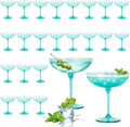 LemonRoad 24 Pcs Plastic Coupe Glasses 9 oz Disposable Martini Glasses for Cocktails, Champagne, Desserts and Espresso, Drinkware Set for Weddings, Birthday Parties, Home Bars (Light Green)