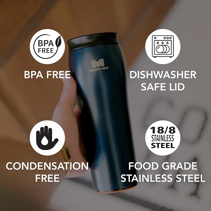 Mighty Mug | The Untippable Mug | Grips When Hit, Lifts for Sips | Insulated Stainless Steel Tumbler | Cupholder Friendly | Gifts for Women Men All | Leakproof | 6 Hour Hot / 24 Cold | 16oz | Oceanic