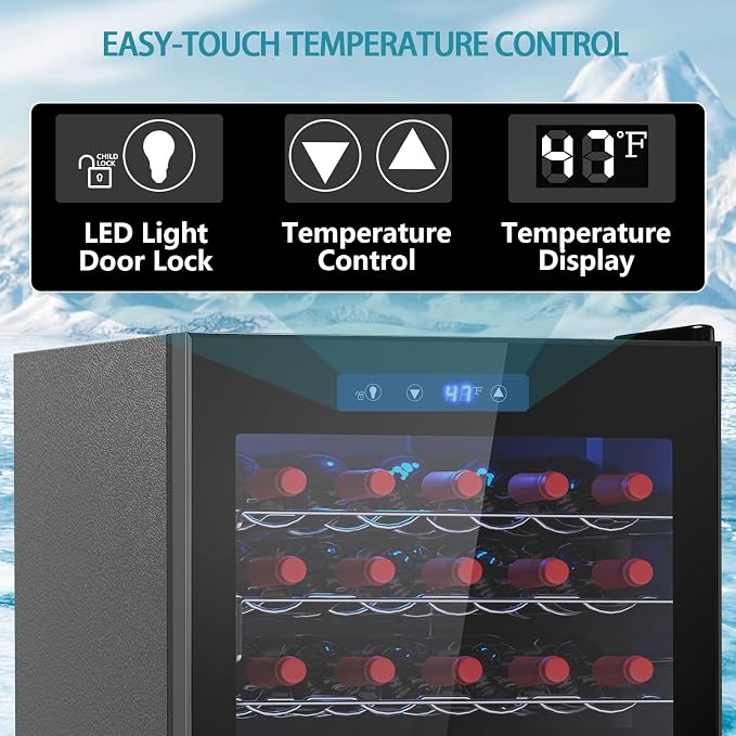 COWSAR 37 Bottle Wine Fridge, Freestanding Commercial Beverage Refrigerator with Smart Temp Control, 4.45 Cu.Ft Mini Fridge Wine Cooler with Child Lock& Wavy Wire Shelves for Kitchen Bar, Black