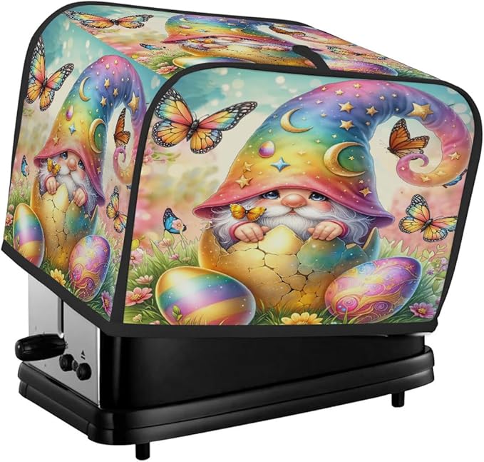 Happy Easter Eggs Gnome Toaster Cover 4 Slice Dust and Fingerprint Protection Toaster Bread Maker Covers Washable Kitchen Small Appliance Covers for Kitchen Accessories Decor Bakeware Women Gift