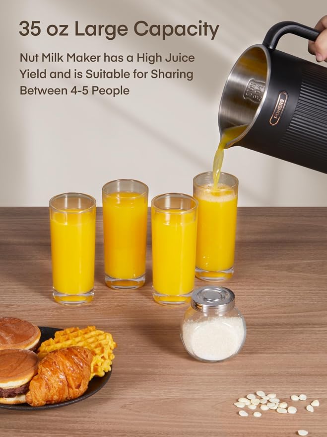 FOHERE 35oz Nut Milk Maker Machine - Automatic Plant-Based Milk Maker for Homemade Almond, Oat, Soy & Vegan Milk | 8-in-1 Dairy-Free Beverage Maker with 12H Smart Timer & Self-Cleaning