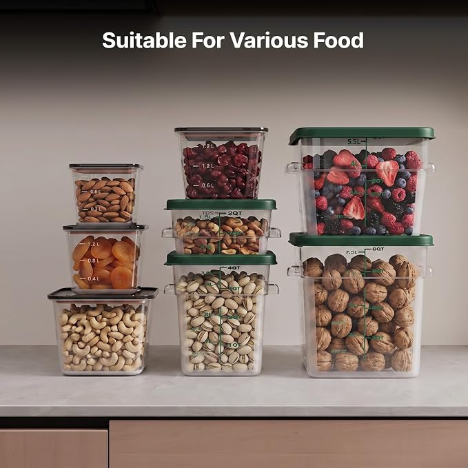 8 Pack Food Storage Containers with Lids；BPA-Free Cereal, Rice, Flour, Pasta & Snack Container, Stackable & Durable,Kitchen Pantry Organizer （0.95qt+1.5qt+2.2qt+3.2qt+4 * 8qt）