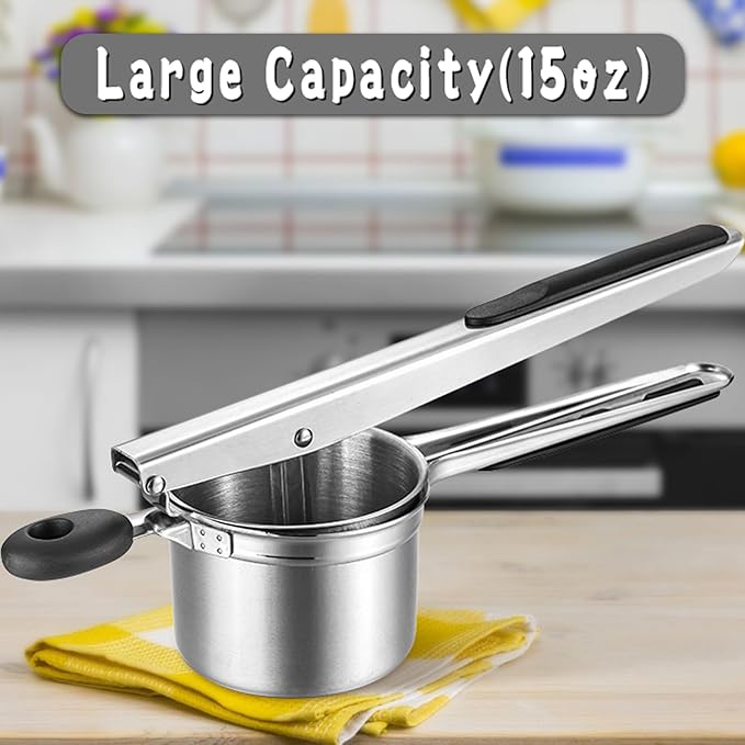 Potato Ricer Heavy Duty Stainless Steel Potato Masher with 3 Interchangeable Discs, Large Masher and Ricer Kitchen Tool for Mashed Potatoes, Spaetzle Noodle Maker, Potato Press