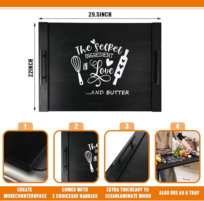 Spiareal Noodle Board Gas Stove Top Cover with Handles Noodle Board Stove Top Cover Farmhouse House Mother's Day Housewarming Gifts for Electric Stovetop Gas Burners Sink Covers(Classic Style)