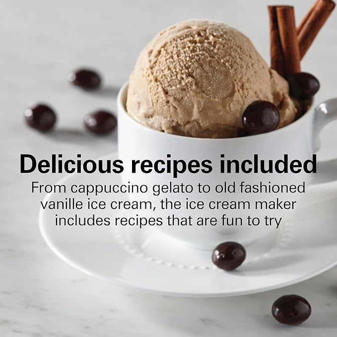 Hamilton Beach Electric Automatic Ice Cream Maker, Frozen Yogurt, Sorbet, Custard, 1.5 quart, White (68880)