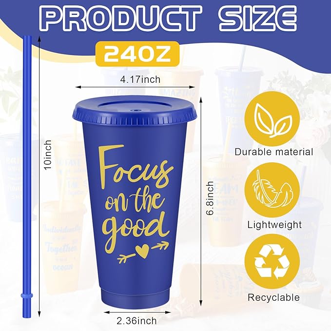 Uiifan 30 Pcs Inspirational Cups Bulk Appreciation Gifts for Employee Coworker Staff Team Thank You Gifts, Office Prizes for Adults Work Party Favors, Associates, Giveaways (Blue,Gold)