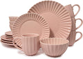16 Piece Dinnerware Set Aruba (Pink Sunset) Plates, Bowls, and Mugs Set for 4