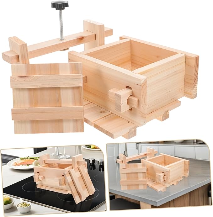 DIY Tofu Press Mold for Homemade Tofu Wooden Making Tool with Cheesecloth for Easy Soybean Curd Creation for Home Kitchen Lovers
