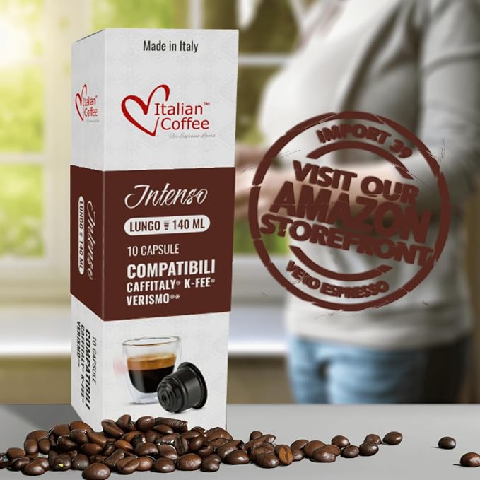 ITALIAN COFFEE FOR ESPRESSO LOVERS Italian Coffee capsules compatible with Verismo, CBTL, Caffitaly, K-fee systems (80 pods LUNGO blend)