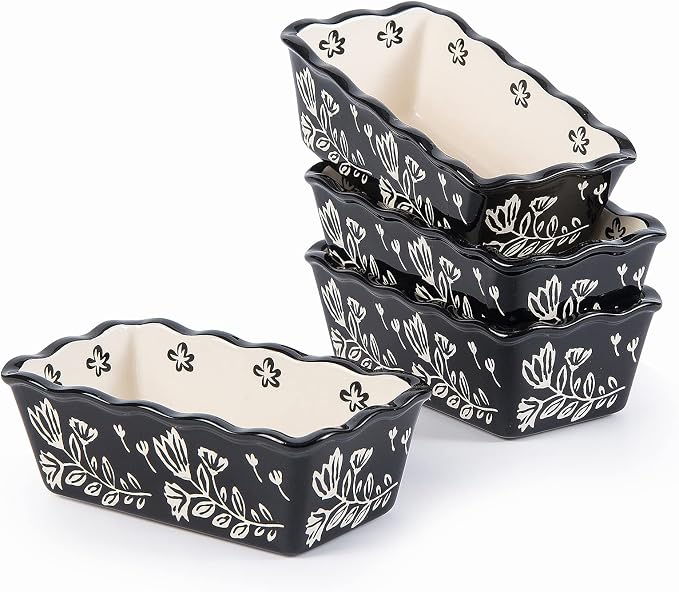 Wisenvoy Mini Loaf Pans for Baking - 4-Piece Ceramic Bread Pans