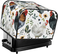 Summer Rooster Covers for Toasters 4 Slice,Cute Funny Bread Machine Cover with Handle,Washable Stain Resistant Kitchen Small Appliance Cover Dining Decor