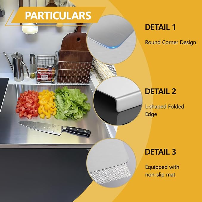 Oversized 304 Stainless Steel Cutting Board for Kitchen, Extra Large Metal Cutting Boards Non Toxic, Chopping Board Mat for Meat, Veggies, Fruits, Bread and Baking(19.6"×27.5"(50×70cm))
