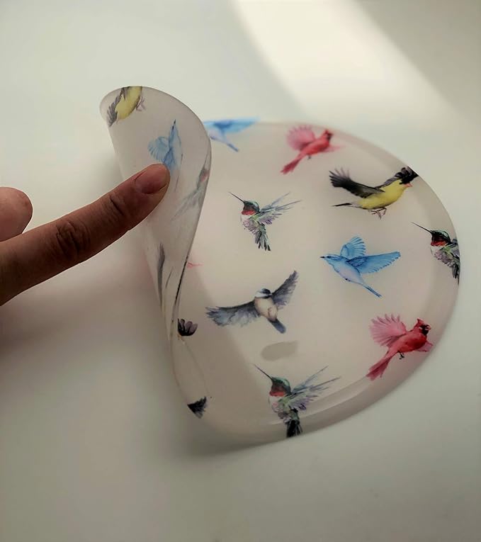 Andreas Silicone Multi Birds Tan 8" Non-Slip Trivet/Pot Holder – Cotton Fabric Encapsulated in Silicone – Heat Resistant to 600°F – Flexible, Dishwasher Safe – Made in The USA, TR-366B