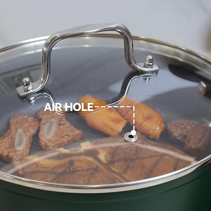 10.5 Inch Clear Glass Pot Lid for Frying Pan Replacement Cover Can Withstand 428°F (220℃) with Stainless Steel Arch Bridge Handle,Polished Silver