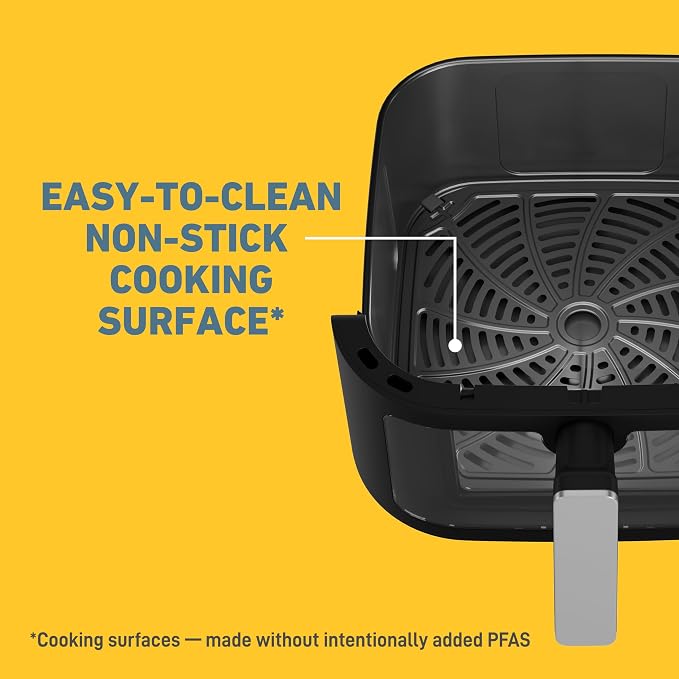 West Bend Digital Air Fryer 7 Qt with One-Touch Presets, Shake Reminder for Even Cooking, Fast 1600W Heating, Nonstick Easy-Clean Basket, in Black/Silver