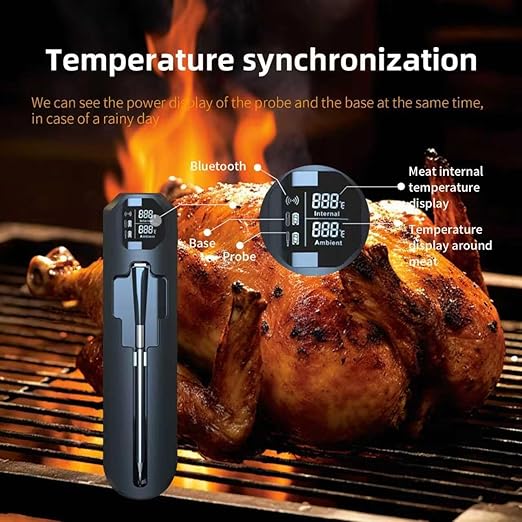 YFL Smart Wireless Meat Thermometer with App, 500ft Range Bluetooth 5.4 BBQ Thermometer, Wire-Free Digital Food Probe with Dual Sensors for Grilling, Smoker, Oven, Rotisserie, Steak, IP67 Waterproof