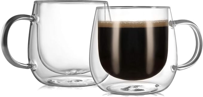 CNGLASS 20.3oz Glass Teapot Stovetop Safe and 10oz(2-pack) Double Wall Glass Mugs