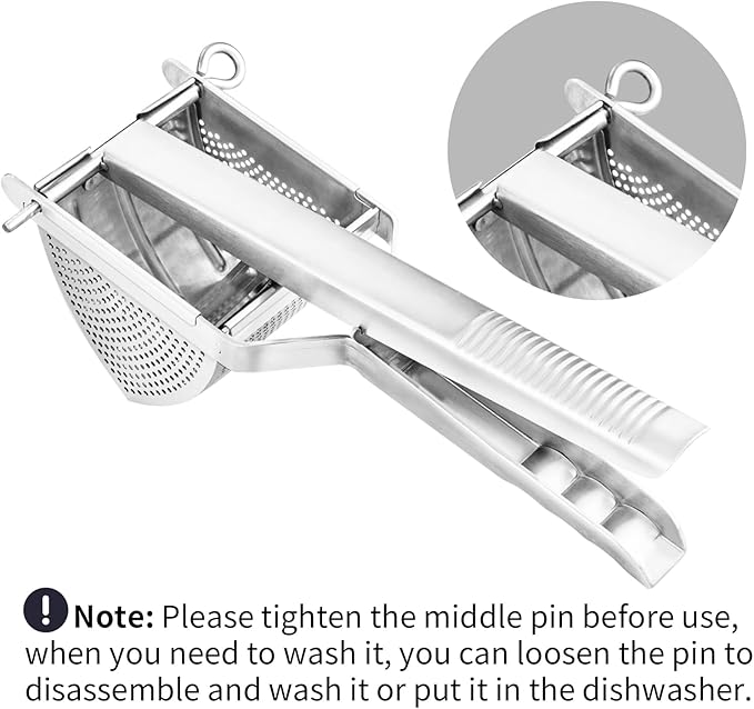 Upgraded Potato Ricer Stainless Steel, Heavy-Duty Potato Masher with Multi-Hole Design, Ricer for Mashed Potatoes, Baby Food, and More - Ideal Kitchen Tool for Effortless, Smooth Purees