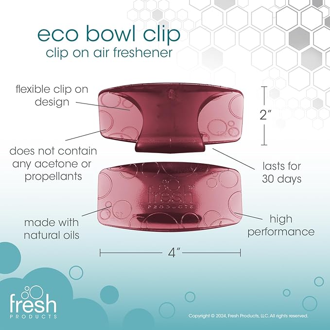 Fresh Products Eco Bowl Clip Air Freshener Versatile Design Toilet Freshener Trash Freshener Chemical Free Natural Oils Discreet Lasts 30 Days Made in the USA Spiced Apple 12 pk