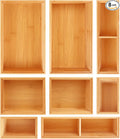 Bamboo Drawer Organizer Set, 8 PCS Multi-Use Wood Drawer Storage Boxes, Junk Drawer Organizer Divider Bins for Kitchen, Bathroom, Office Desk, Makeup, Jewelry, Utensils