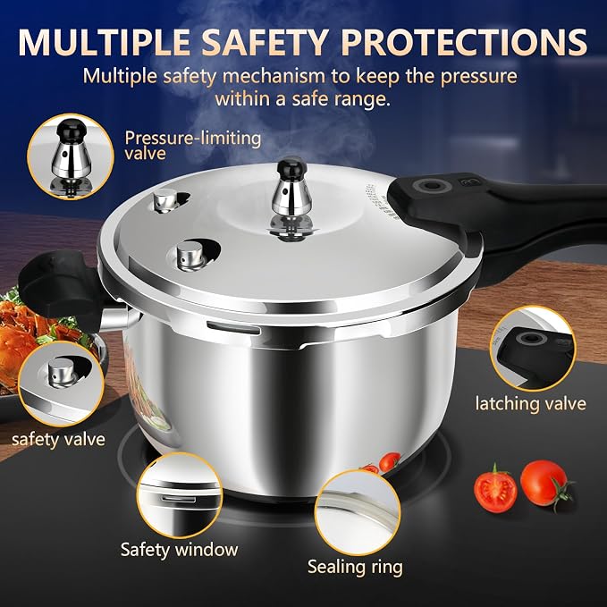 3 Quart Premium Stainless Steel Pressure Cooker | Food-Grade MINI Stainless Steel, Induction Compatible, Safe & Durable Small Pressure Cooker for 2-3 People