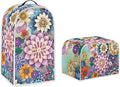 Bright Blossom Flower Toaster Cover 2 Slice，Boho Hippie Floral Kitchen Blender Dust Cover 2 Pcs Small Appliance Dust Cover Anti Fingerprint and Oil Proof Cover-L